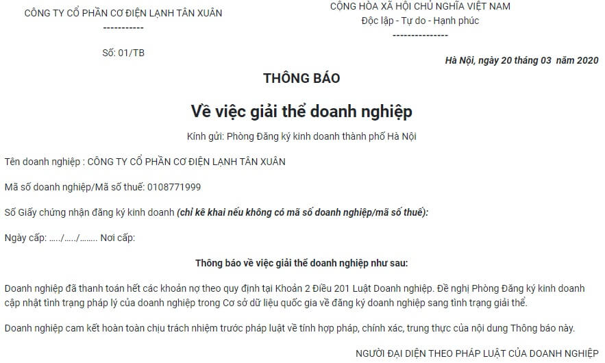 giải thể doanh nghiệp